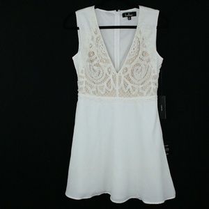 Lulus Sleeveless Deep V Neck Floral Lace Dress
